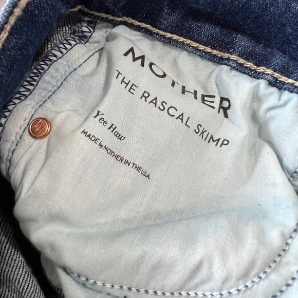 MOTHER The Rascal Skimp Jeans Womens Size 26x26 Yee Haw Distressed Medium Denim - Picture 4 of 15
